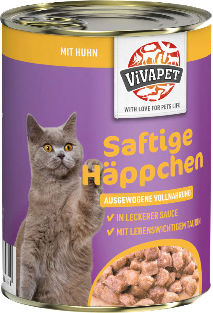 ViVAPET Katzen-Nassfutter Saftige Häppchen Huhn